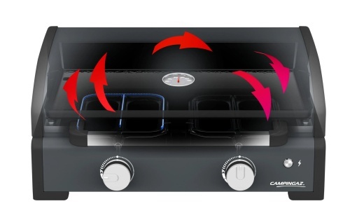 Plancha pe gaz Campingaz Onyx 2, 2 arzatoare, 6 kW, fonta emailata, aprindere electronica - 2218080 - Img 9