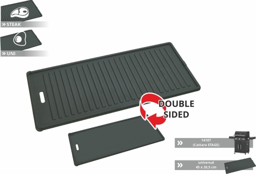 Plita din fonta cu doua fete neteda si striata Cattara ETAGE, 450x205mm - TT14075 - Img 4