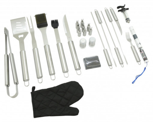 Set 27 ustensile pentru gratar Cattara, husa textila, seringa marinat, termometru - TT13102 - Img 2