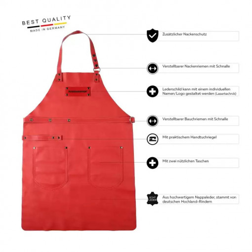 Sort din piele pentru gratar Premium Feuermeister rosu L 95 x 70 cm - 8701040202 - Img 2