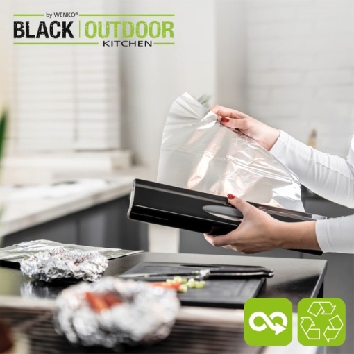 Suport din plastic pentru folie alimentara de aluminiu, negru, 38x7 cm, Wenko Black Outdoor Kitchen - 55029100 - Img 7