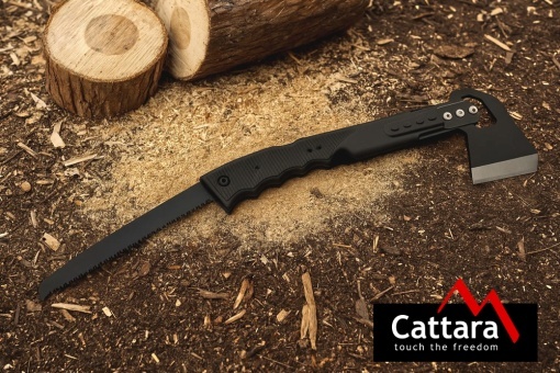 Topor cu fierastrau Cattara 4 in 1, teaca solida, fluier, amnar, 36cm - TT13267 - Img 6