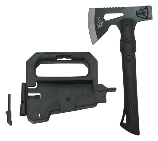 Topor multifunctional Cattara, solid, negru, 27cm, ciocan, cheie universala, amnar, teaca plastic - TT13265 - Img 3