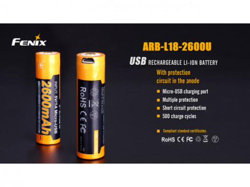 Acumulator 18650 - 2600mAh Cu Micro USB - ARB-L 18-2600U 2