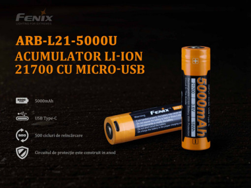 Acumulator 21700 - 5000mAh - Acumulator USB Type-C - ARB-L 21-5000U 2