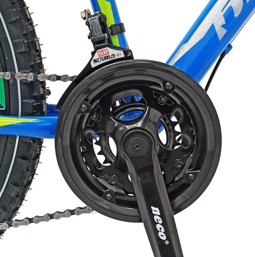 Bicicleta BR STORM 24", 21 viteze, frane pe disc, cadru otel 14", manete secventiale, albastru/verde - Img 6