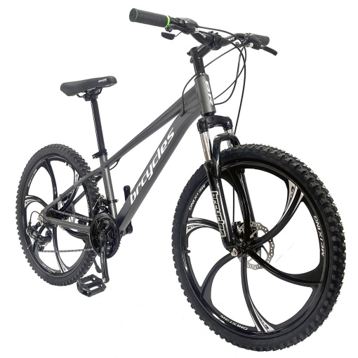 Bicicleta BR Tornado ProMG 26", jante MAGNEZIU, 21 viteze, frane pe disc, cadru din aluminiu 13.5", manete secventiale, gri - Img 2