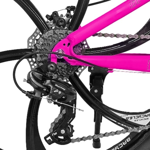 Bicicleta BR Tsunami ProMG 24", cadru otel 13", jante magneziu, manete secventiale, frane disc, 21 viteze, roz - Img 9