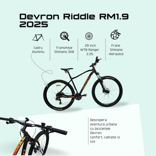 Bicicleta Mtb Devron Riddle RM1.9 2025 - 29 Inch, XL, Negru - Img 3