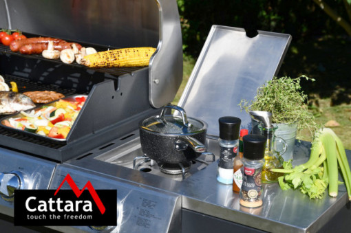 Bucatarie de exterior cu gratar pe gaz VICENZA, 4 arzatoare si arzator lateral, 2m x 0,6m - TT13060