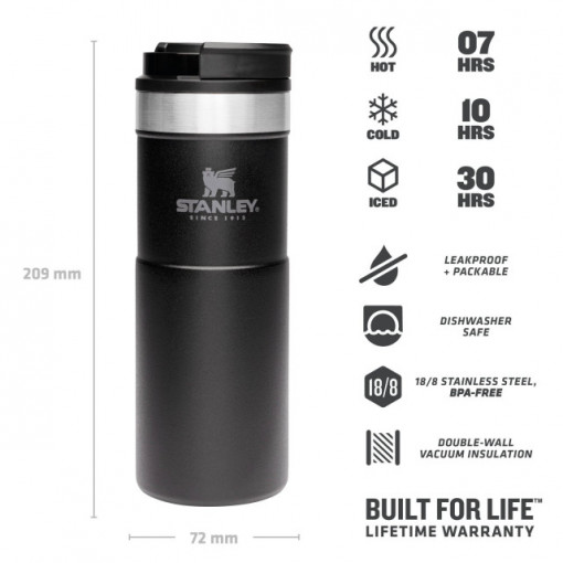 Cana Termoizolanta Stanley The NeverLeak Travel Mug Matte Black Pebble  0.47L - 10-09851-007 3