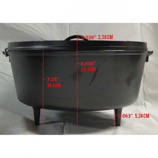 Ceaun din fonta cu capac - cuptor olandez Lodge 36 cm 9,5 litri 6
