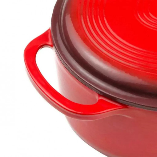 Ceaun din fonta emailata oval cu capac - cuptor olandez Lodge 6,6 litri - L-EC7OD43 5