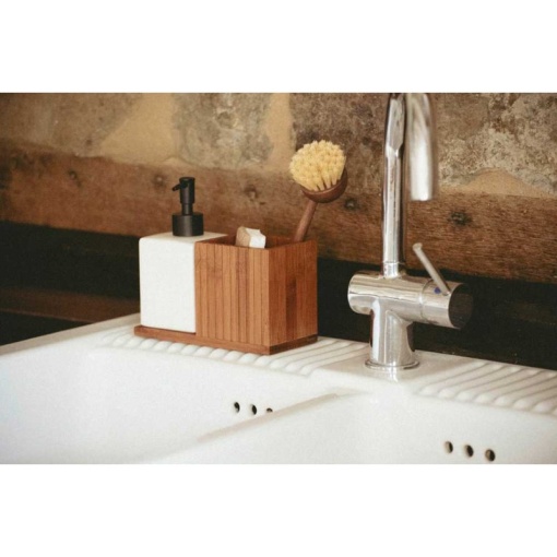 Dispenser detergent lichid de vase cu suport de ustensile din bambus 18,5x8,5x17 cm Wenko Mera - 54944100 - Img 5