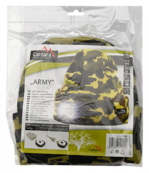 Fes camuflaj cu lanterna cu LED si incarcare usb Cattara TT14020 - Img 8