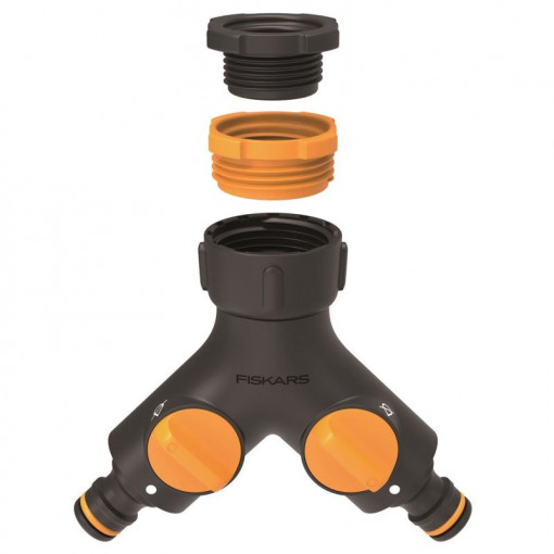 FISKARS Conector pentru robinet Fiskars, doua cai, on/off, 1/2", 3/4", 1" - 1027061 - Img 2