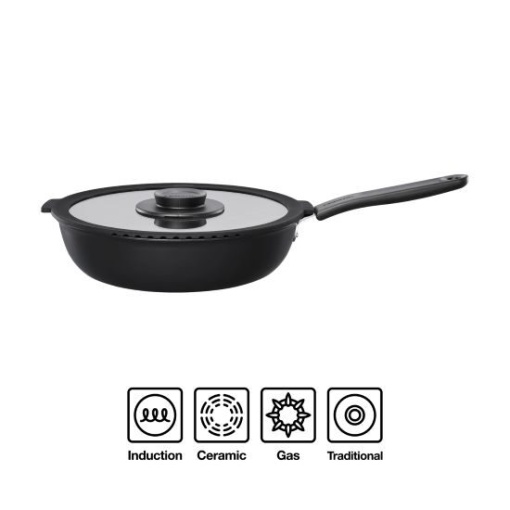 FISKARS Tigaie cu capac, din aluminiu, antiaderenta, Fiskars Functional Form, 26 cm - 1026575 - Img 2