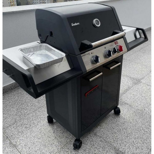 Gratar pe gaz, 3 arzatoare inox, grile fonta, Enders Monroe Black Pro 3 K Turbo - 837133 8