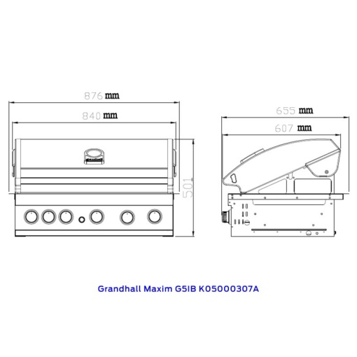 Gratar pe gaz cu 6 arzatoare (5 inox si 1 infrarosu), incastrabil, grile si plita fonta, Grandhall Grandpro Maxim G5 - K05000387A - Img 6