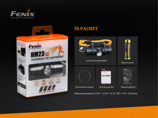 Lanterna frontala Fenix HM23 240 lumeni 53 metri 6