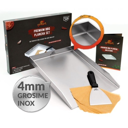 Plita tip plancha cu spatula din inox de 4 mm, dimensiune universala 30x40x3,6 cm, compatibila inductie Grillart - GA-1031-2 - Img 3