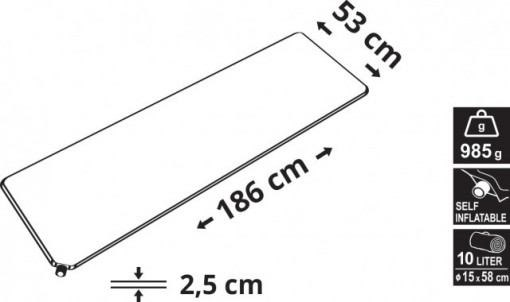 Saltea autogonflabila 186x53x2,5cm Cattara - albastra - TT13321 - Img 3