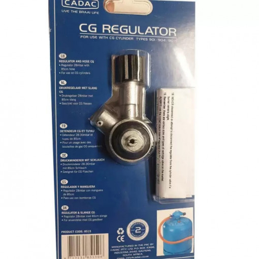 Set regulator de presiune gaz si furtun cu filet 1 pe 4 Cadac 30mBar - 8515 2