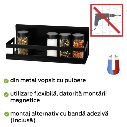 Suport magnetic pentru condimente Ima Wenko Black Outdoor Kitchen 30 x 12 x 11 cm negru - 55068100 - Img 4