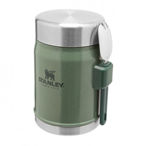 Termos mancare cu tacam Stanley The Legendary Food Jar + Spork Hammertone Green 0.4 l - 10-09382-004 2