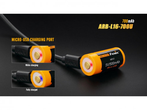 Acumulator Fenix 16340 Cu micro USB - 700mAh - RB-L 16-700U 3