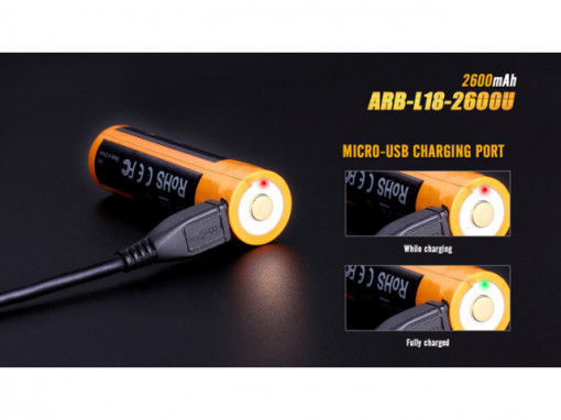 Acumulator 18650 - 2600mAh Cu Micro USB - ARB-L 18-2600U 3