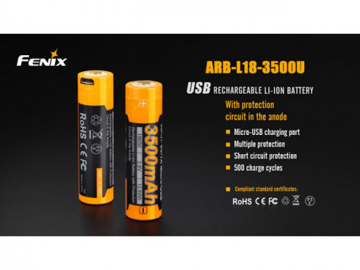 Acumulator 18650 - 3500mAh cu Micro USB - ARB-L 18-3500U 2