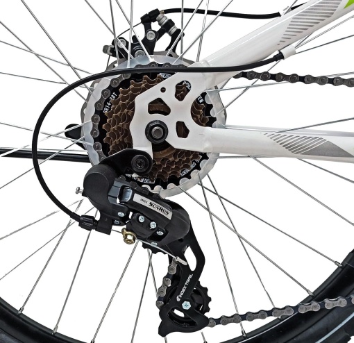 Bicicleta BR STORM 26", 21 viteze, frane pe disc, cadru otel 15", manete secventiale, alb/verde - Img 5