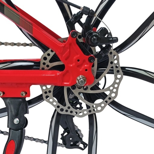 Bicicleta BR Tornado ProMG 24", jante MAGNEZIU, 21 viteze, frane pe disc, cadru din aluminiu 13", manete secventiale, rosu - Img 6