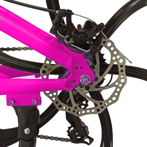 Bicicleta BR Tsunami ProMG 24", cadru otel 13", jante magneziu, manete secventiale, frane disc, 21 viteze, roz - Img 6