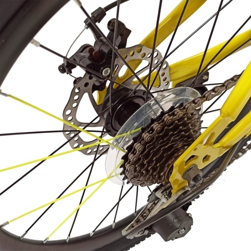 Bicicleta copii BR Tornado 20", cadru aluminiu 12", manete revoshift, frane disc, 7 viteze, galben, varsta 7-10 ani - Img 10