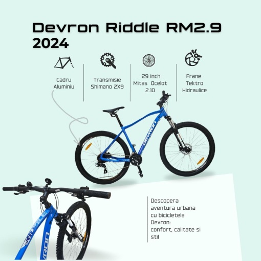 Bicicleta Mtb Devron Riddle RM2.9 2024 - 29 Inch, M, Albastru - Img 3