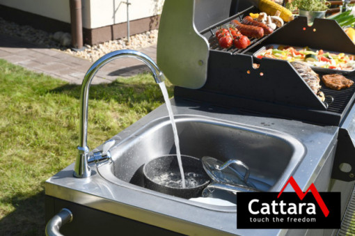 Bucatarie de exterior cu gratar pe gaz VICENZA, 4 arzatoare si arzator lateral, 2m x 0,6m - TT13060