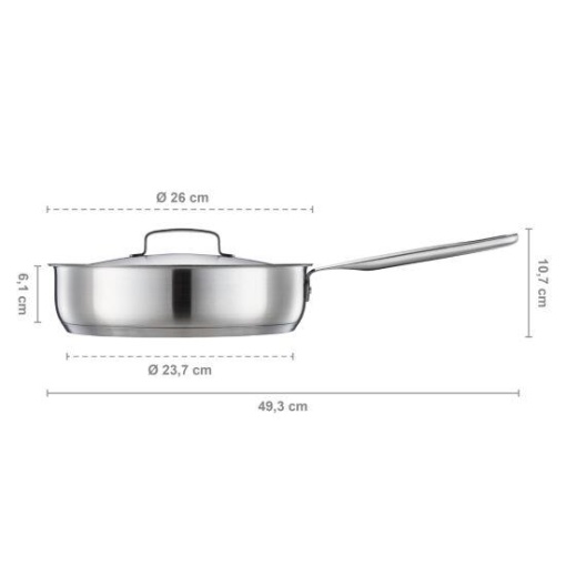 FISKARS Tigaie cu capac, din otel inoxidabil, antiaderenta, Fiskars All Steel, Ø 26 cm - 1064746 - Img 3