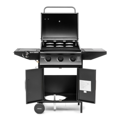 Gratar pe gaz cu 3 arzatoare din inox si arzator lateral Activa San Diego - 19689GD - Img 3