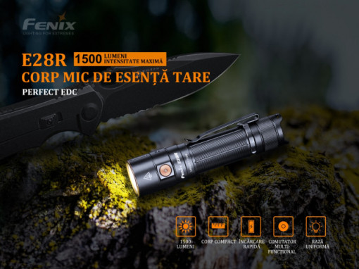 Lanternă EDC 1500 Lumeni 200 metri Fenix E28R - ADV-429-001 - Img 2