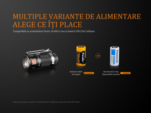 Lanterna Fenix E16 450 lumeni baterie