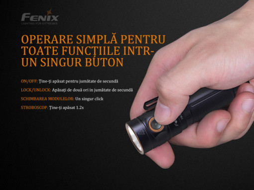 Lanterna Fenix E30R - Reincarcabila - 1600 Lumeni 203 Metri proportii