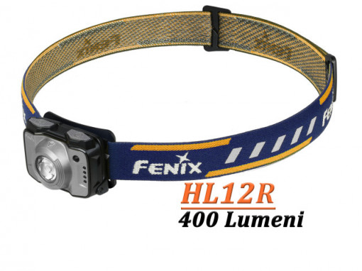 Lanterna frontala Fenix HL12R Reincarcabila 400 lumeni 64 metri gri
