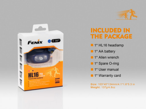 Lanterna frontala Fenix HL16 70 lumeni 35 metri pachet