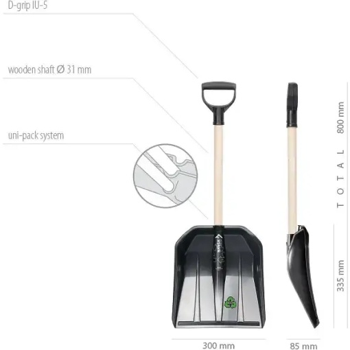Lopata pentru zapada auto plastic, coada lemn 300X335X800 MM - Img 3