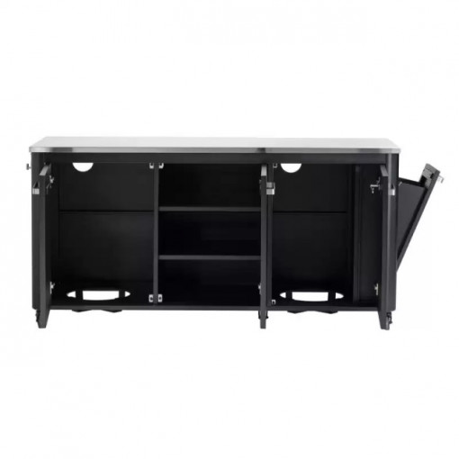 Modul bucatarie de exterior cu 3 usi, spatii depozitare si blat de lucru din inox Cozze negru 180 x 60 x 90 cm 90528 2