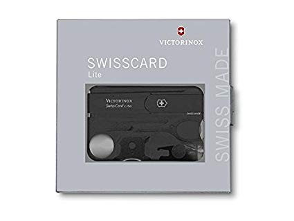 Multifunctional Victorinox SwissCard Lite, negru transparent - 0.7333.T3 in cutie