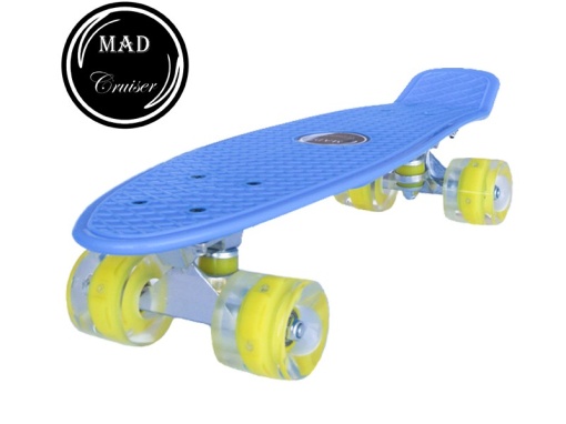 Penny board Mad Cruiser cu roti LED ABEC 7-albastru - Img 2