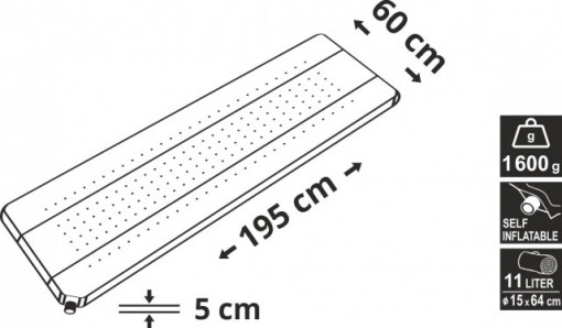Saltea autogonflabila 195x60x5cm Cattara - albastru/gri - TT13324 - Img 3
